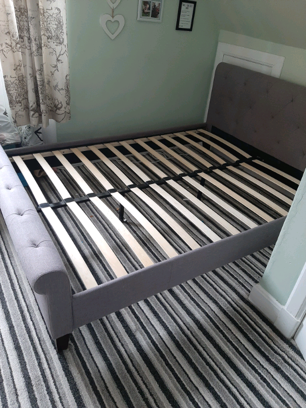 King Size Upholstered Grey bed frame in Blairgowrie