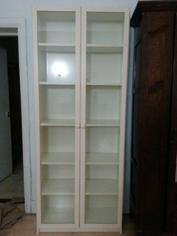 Tall White Bookcase with Glass Doors in Toxteth, Merseyside Gumtree