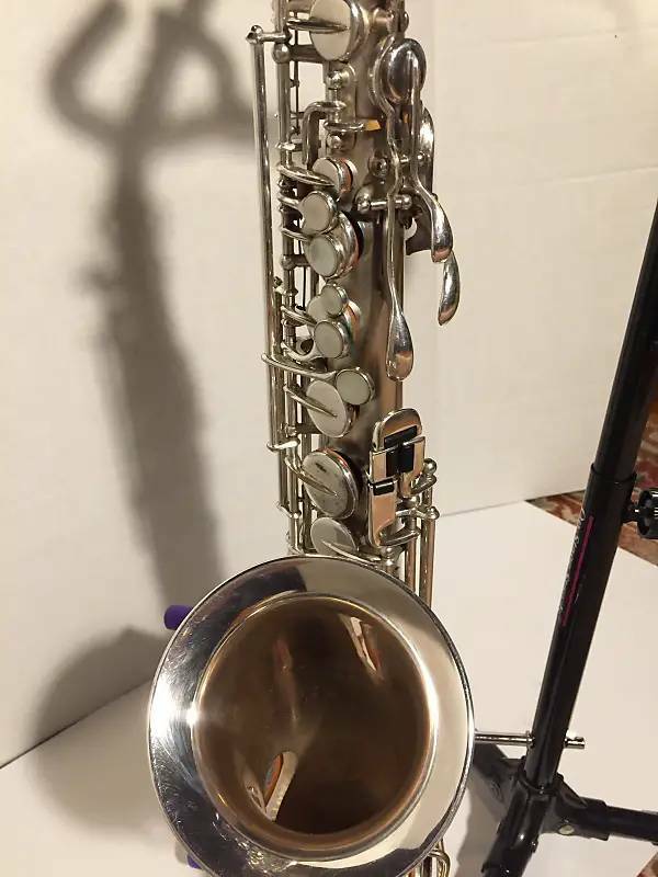 Vintage 1927 Buescher Silver True Tone Curved Alto Excellent Condition W/Case