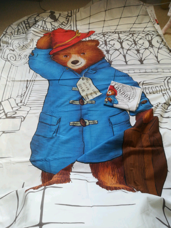 Lovely Paddington Bear Single Duvet Cover And Pillow Case In