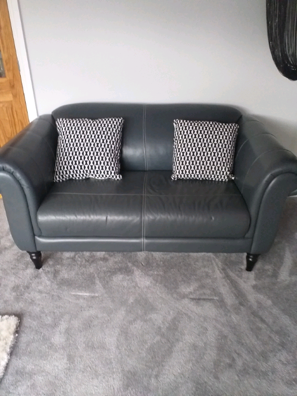 DFS Real leather grey 2 seater sofa in Blackwood, Caerphilly Gumtree