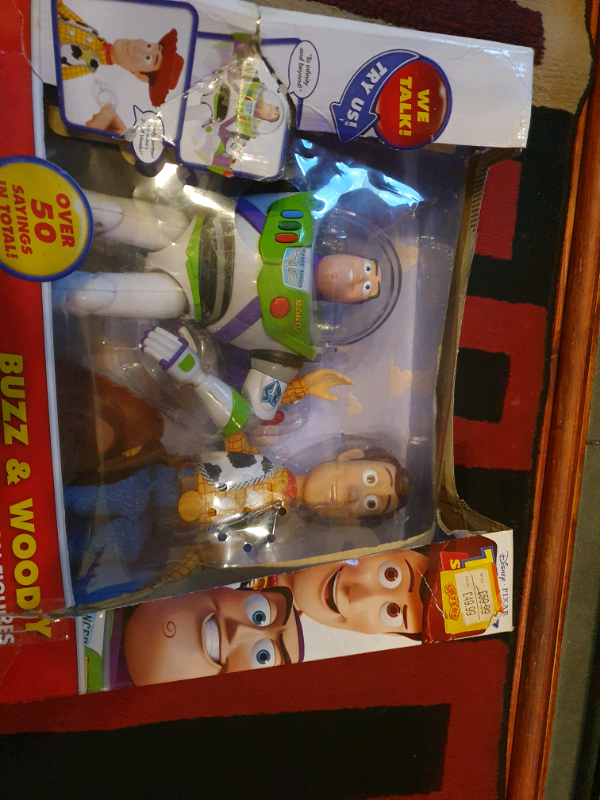 TOY STORY BUZZ AND WOODY INTERACTIVE NEVER BEING OUT THE BOX in