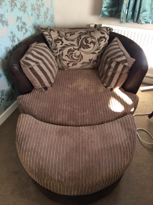 Swivel cuddle chair and footstool in Cupar, Fife Gumtree