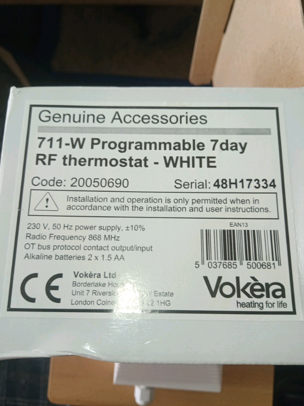 Vokera 711W programmable 7 day RF room thermostat energy saving in
