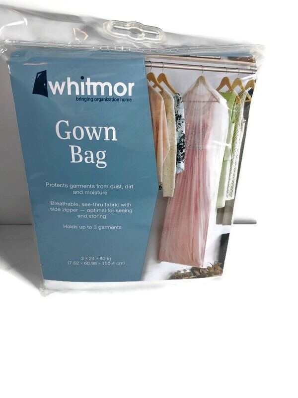White Breathable Gown Bag 3"x24"x60" long Stores Up To 3 Garments 
