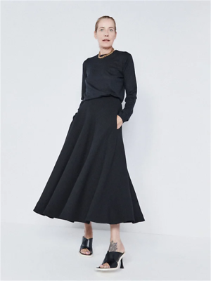 Black midi circle skirt deals