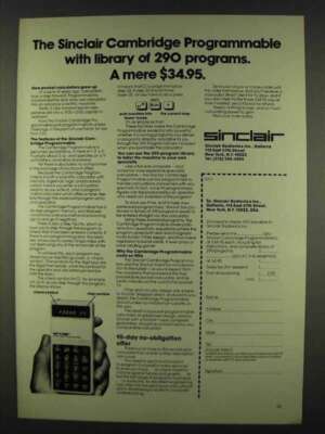 1978 Sinclair Cambridge Programmable Calculator Ad