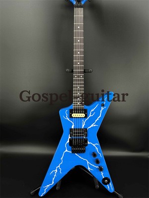Solid Dimebag Lightning Blue Electric Guitar Black Past FR Bridge 2H Open Pickup