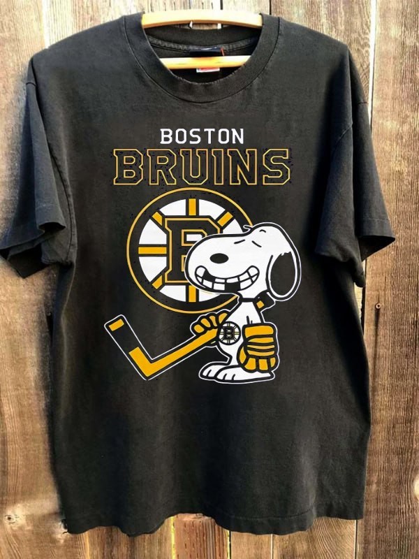 Boston Bruins Sn0opy Smile Hockey NHL team black color shirt VK11298