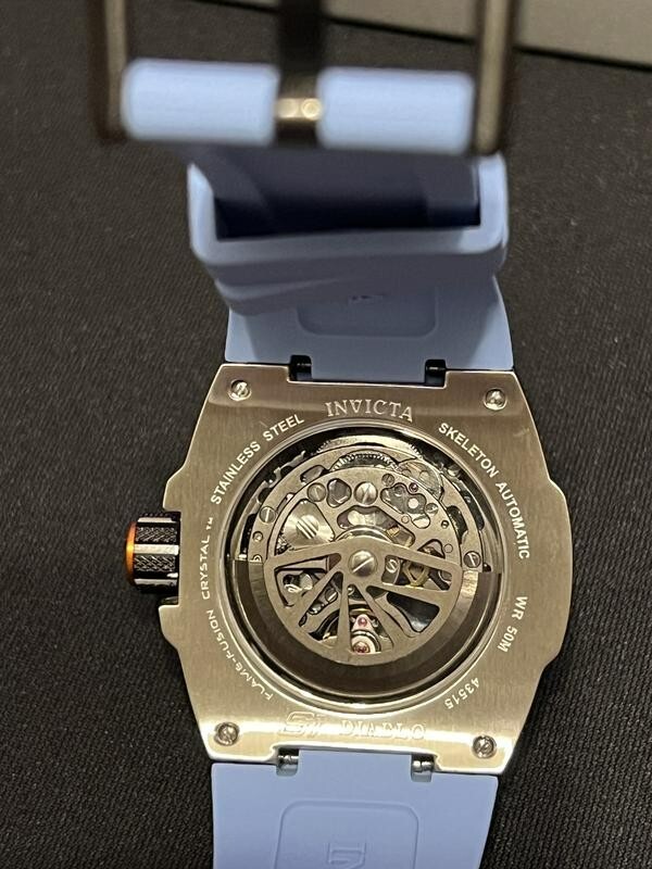 Pre-owned Invicta Jm Correa S1 Ed Automatic Skeletonized Dial Light Blue Strap Watch