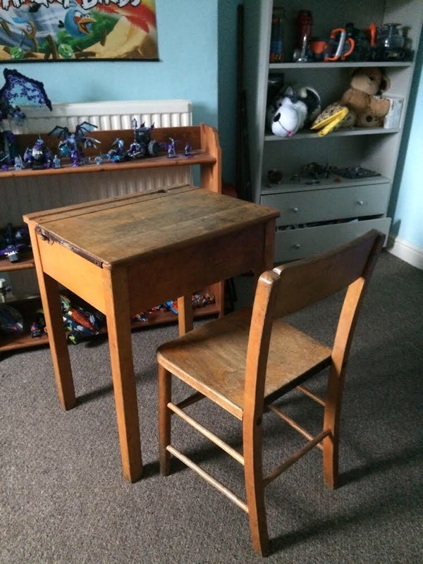 Vintage kids wooden school desk and chair, primary age in York, North