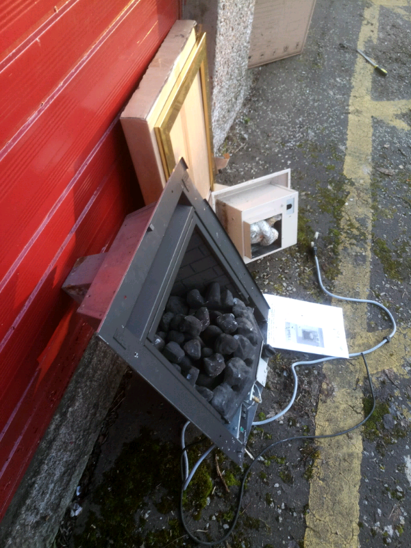 Coal Effect Inset Gas Fire with Power Flue + Instructions, brass style