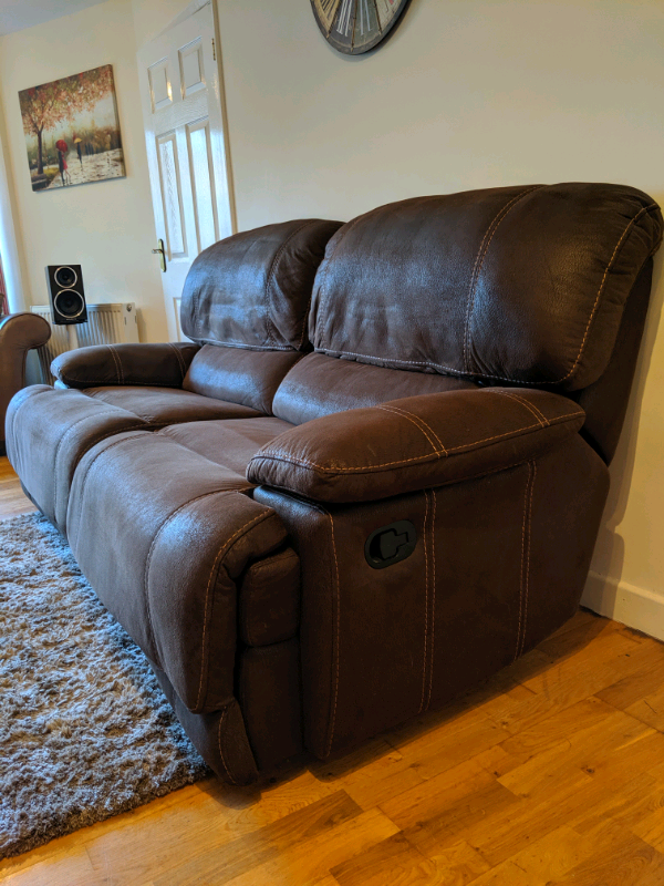 Harvey's Real leather suede 3 seater recliner sofa in Mickleover
