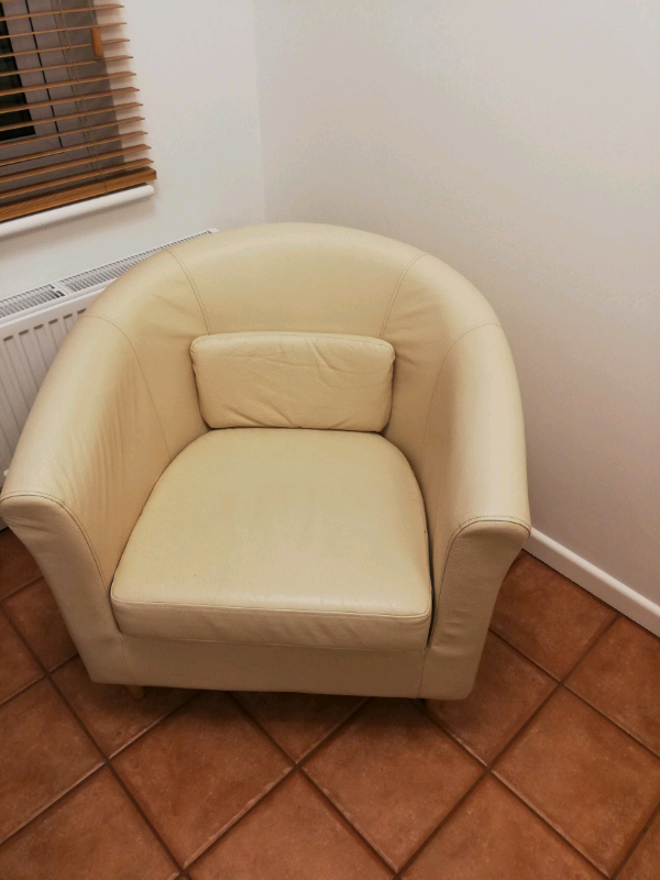IKEA Cream Leather Bucket Chair | in Swindon, Wiltshire | Gumtree