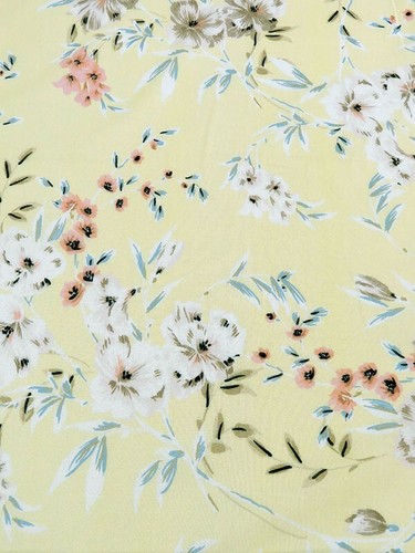 Yellow Wildflower Cotton Voile  Fabric Apparel Fabric Soft   By the Yard  