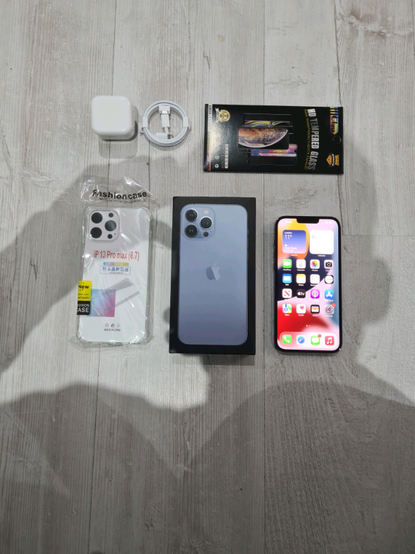 Iphone 13 Pro Max Bundle Unlocked 128GB 5G Blue I Phone Thirteen in