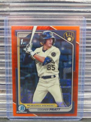 2024 Bowman Chrome Cooper Pratt Orange Shimmer Refractor 1st Prospect #6/25