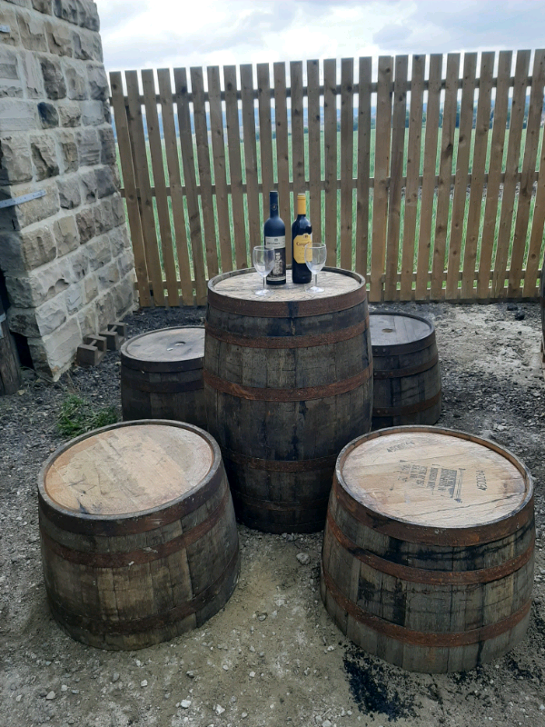 Oak whiskey barrel garden table and 4 chairs | in Morley, West