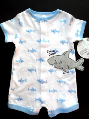Boys NWT Sharks Shortall 0 3 mos Party Portrait NEW