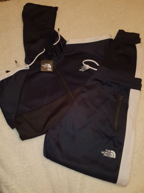 blue north face tracksuit
