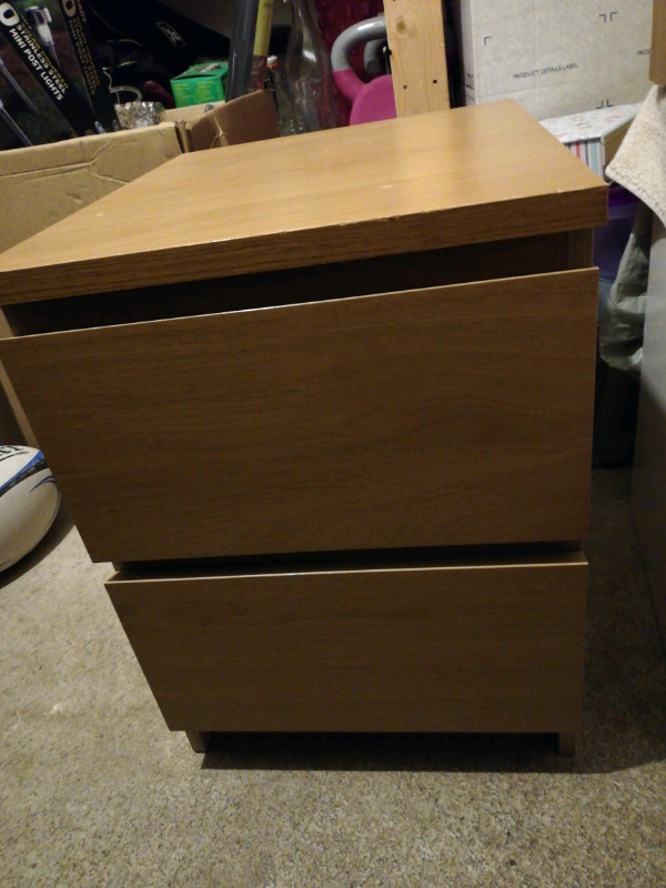 Malm IKEA bedside drawers oak in Armadale, West Lothian