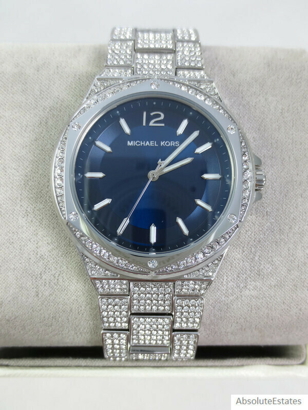 Michael Kors Lennox Pave Glitz Crystal Silver & Blue Watch