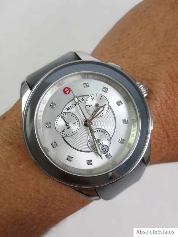 NEW Michele Cape Grey & Silver Stainless Ladies Watch MWW27E000030 NIB Box