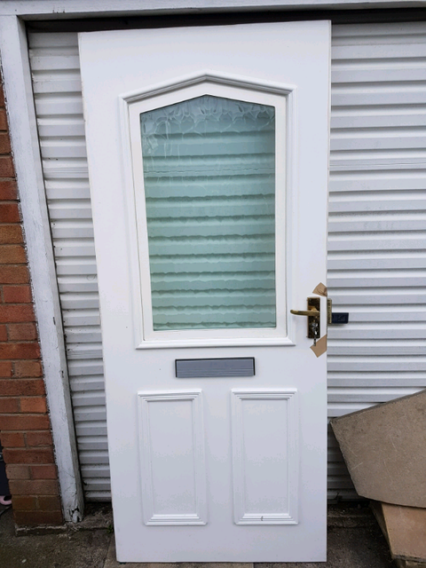 White External Front Rear Double Glazed Door With Lock And Key In
