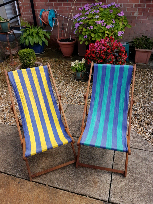 2 vintage wooden deck chairs | in Sedgefield, County Durham | Gumtree