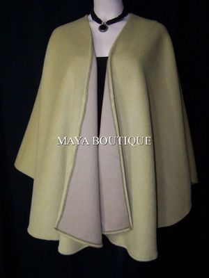 Pre-owned Maya Matazaro Camel Cape Ruana Wrap Coat Camel Hair Wool & Cashmere Blend By  In Beige