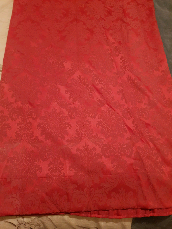 Red Vintage Lined Curtains 108