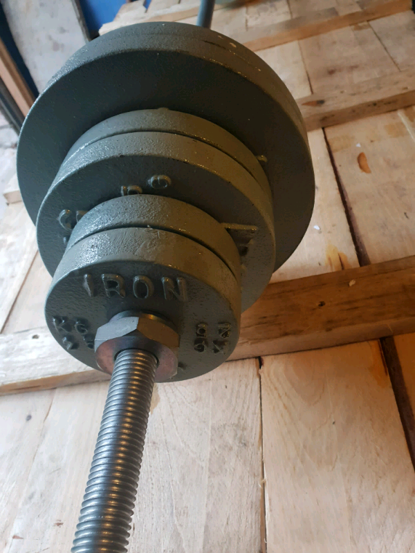 70Kg cast iron weights + Barbell, weights, in County Antrim Gumtree