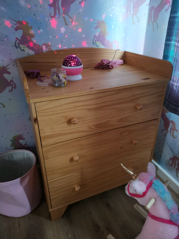 3 chest draw drawers with baby changing unit in Westhoughton