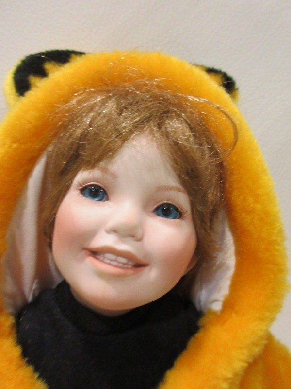 DANBURY MINT PORCELAIN CHILD DOLL IN TIGGER SUIT --SO CUTE