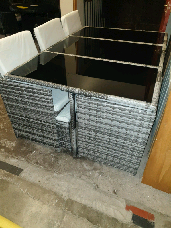 A used mixed grey 11 piece garden rattan furniture set | in Stoke-on