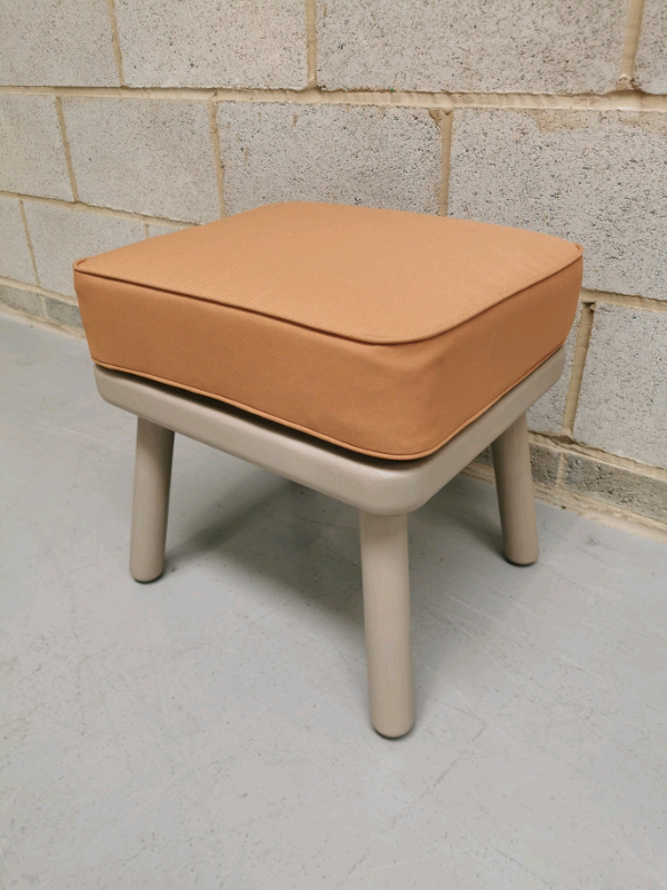 Made. Alif Scandi Style Modern Garden Stool In Terracotta & Eucalyptus