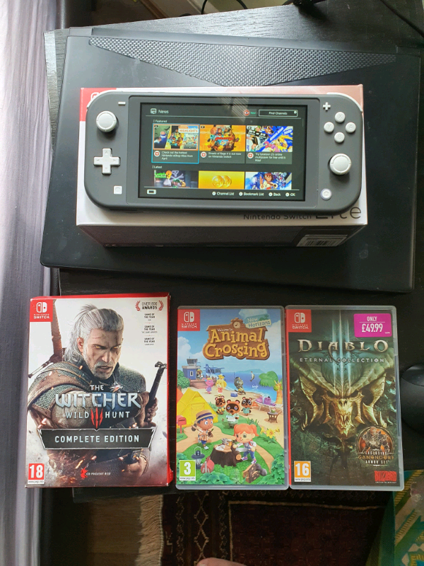 Nintendo switch lite animal crossing witcher 3 games bundle | in