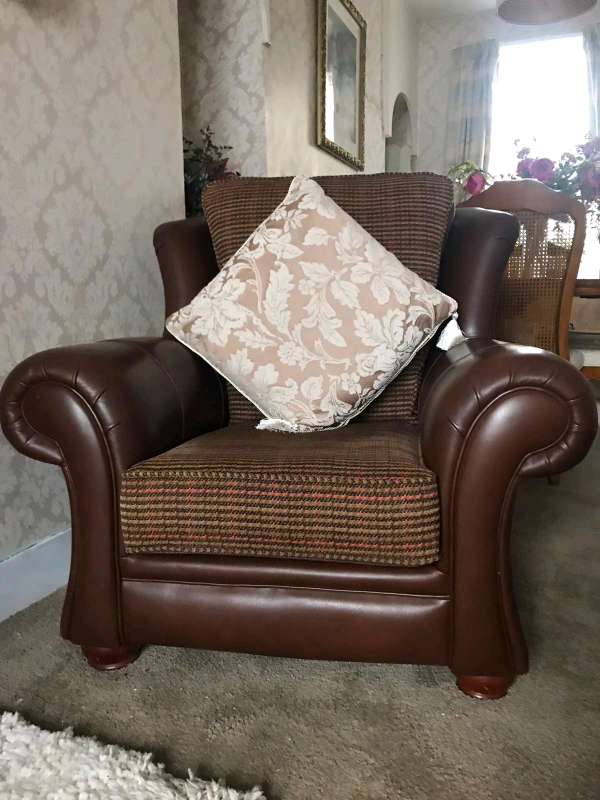 Large leather look and fabric armchair | in Whitehead, County Antrim