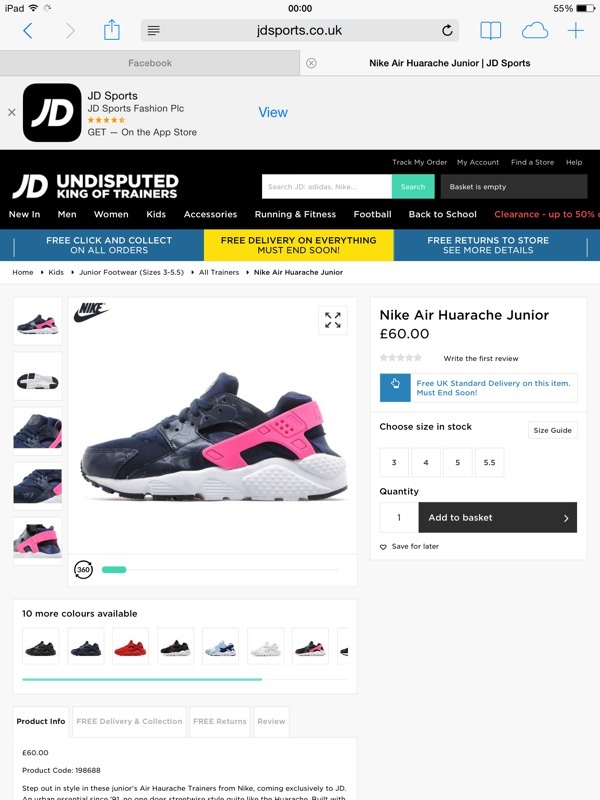 Brand new size 5.5 original from jd sports wrong size lost receipt half