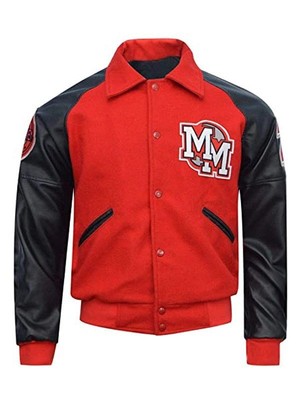 Michael Jackson Mickey Mouse Disney Red Varsity Wool Jacket with Faux Sleeves