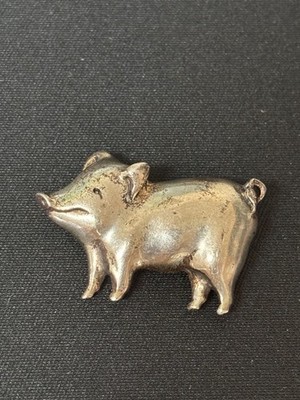 Breakell Pig Brooch Pin Signed Sterling Silver 13.48 Grams Vintage