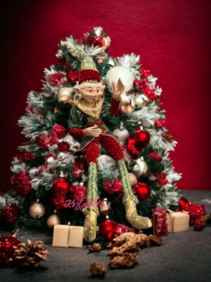 Big Christmas Posable Elf limbs are flexible 34  Red Green Gold Home Decor New