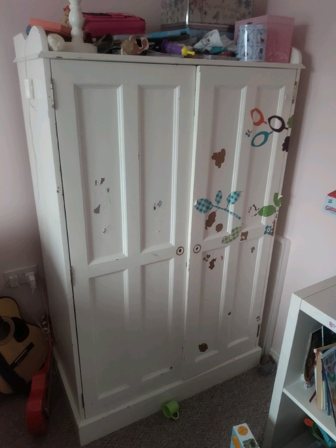 Good Quality Solid Wood Wardrobe Needs Painting And Door