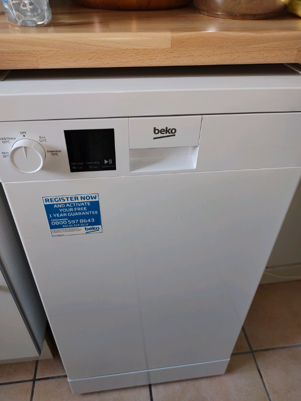 Beko DVS04X20W slimline dishwasher white, fully working order in