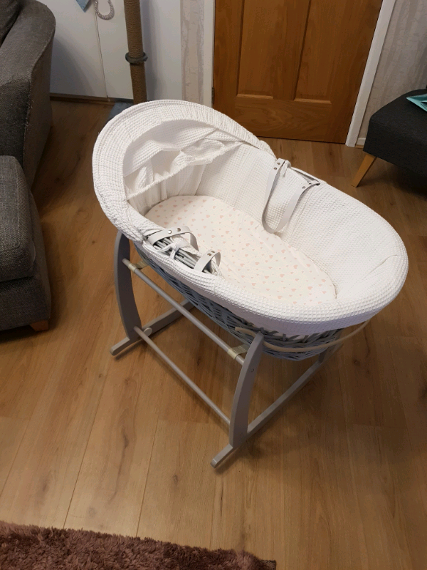 John Lewis Clair de Lune moses basket with 2 stands | in Chadderton