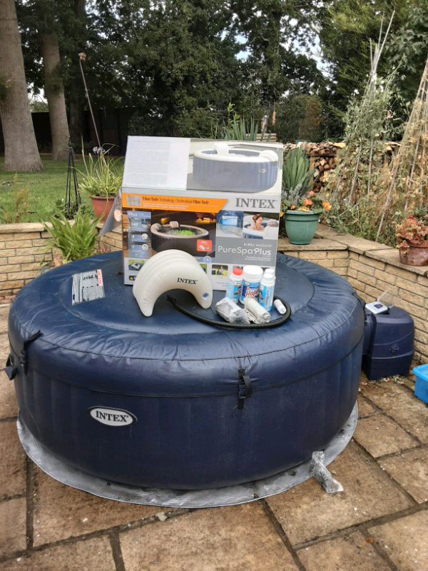 Intex Pure Spa 4Person Home Inflatable Hot Tub, Accessory Kit, & Chemical Kit