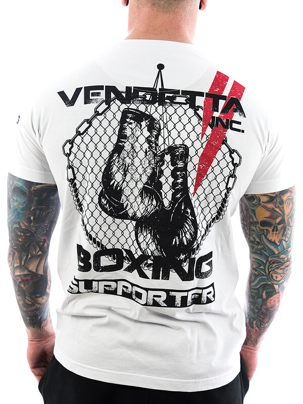 Vendetta Inc. Maglietta da uomo Boxing Supporter 1035 bianca