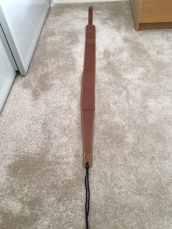 Epiphone ST300 2.5in Deluxe Brown Leather Guitar Strap BRAND NEW in