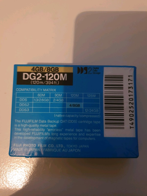 FUJIFILM DDS DATA CARTRIDGE 4GB/8GB DG2120M, NEW AND SEALED. in