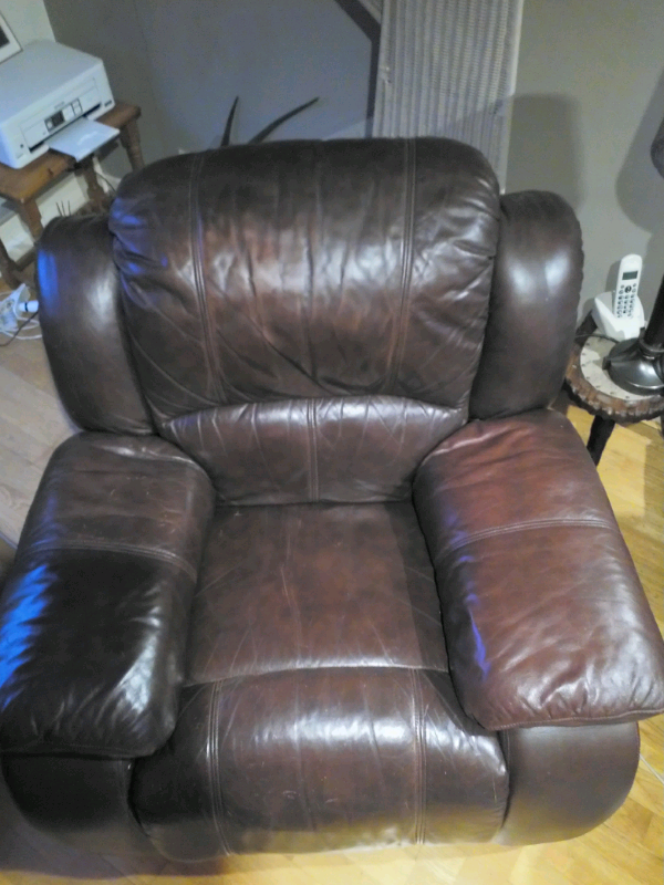 Brown leather manual recliner armchair in Notting Hill, London Gumtree